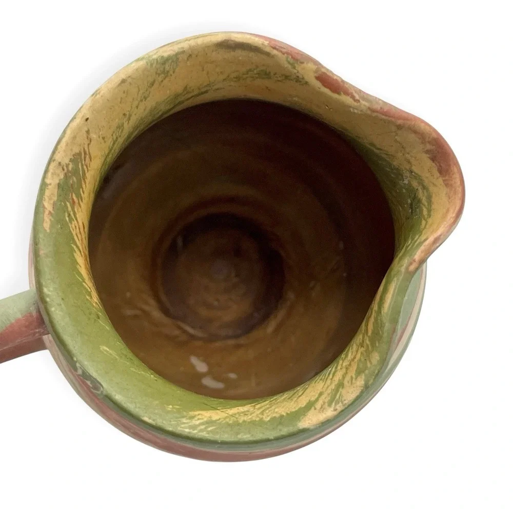 Vintage Silver Springs Mission Pottery Creamer Pitcher Swirl‎ Pink Green